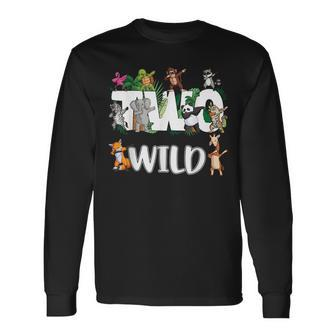 Two Wild Animals Safari 2 Years Jungle 2Nd Second Birthday Long Sleeve T-Shirt - Monsterry