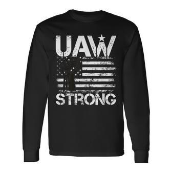 Uaw Strike 2023 United Auto Workers Union Uaw Strong Red Long Sleeve T-Shirt | Mazezy