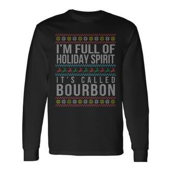Ugly Christmas Drinking Bourbon Holiday Party Long Sleeve T-Shirt | Mazezy