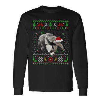 Ugly Christmas Pajama Sweater Anteater Animals Lover Long Sleeve T-Shirt | Mazezy