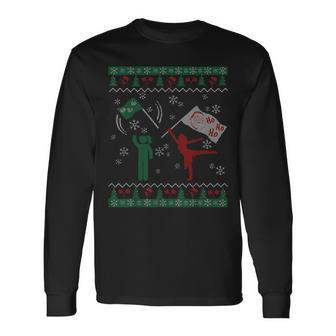 Ugly Christmas Sweater Color Guard Winter Guard Long Sleeve T-Shirt | Mazezy AU