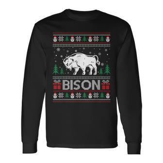 Ugly Christmas Sweater Bison Ugly Xmas Long Sleeve T-Shirt - Monsterry UK