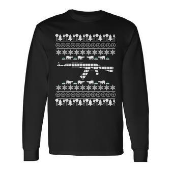 Ugly Christmas Sweater Hunting Rifle Long Sleeve T-Shirt - Monsterry UK