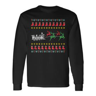 Ugly Christmas Sweater For Model Train Lover Long Sleeve T-Shirt | Mazezy