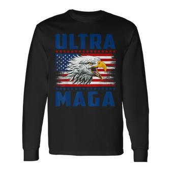 Ultra Maga Cool Made In Usa Black American Flag Eagle Long Sleeve T-Shirt - Thegiftio UK