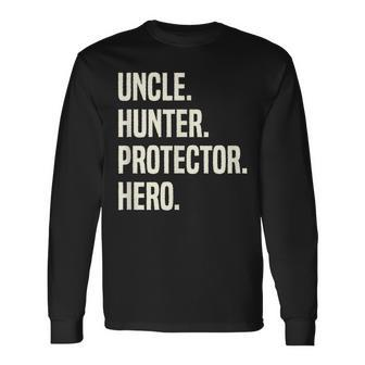 Uncle Hunter Protector Hero Uncle Profession Superhero Long Sleeve T-Shirt | Mazezy CA