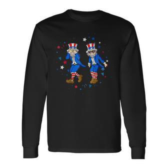 Uncle Sam Griddy 4Th Of July Fourth Dance Long Sleeve T-Shirt | Mazezy