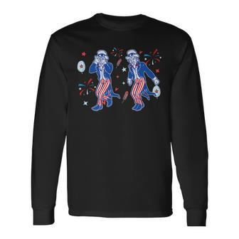 Uncle Sam Griddy 4Th Of July Independence Day Firework Long Sleeve T-Shirt T-Shirt | Mazezy AU