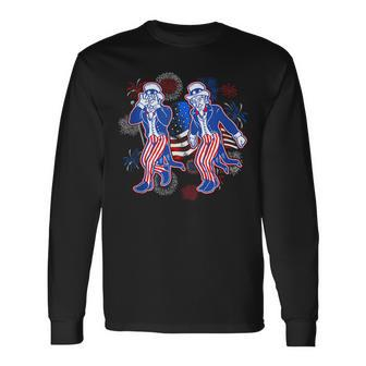 Uncle Sam Griddy Dance 4Th Of July Usa Flag Fireworks Long Sleeve T-Shirt T-Shirt | Mazezy