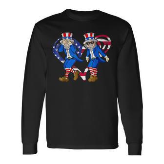 Uncle Sam Griddy Dance 4Th Of July Usa Flag Heart American Long Sleeve T-Shirt T-Shirt | Mazezy
