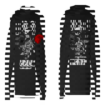 Undead Basketball League Player Halloween Zombie Skeleton Basketball Long Sleeve T-Shirt | Mazezy