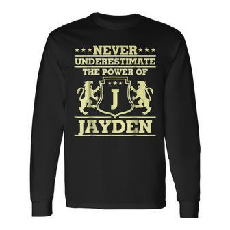 Never Underestimate Jayden Personalized Name Long Sleeve T-Shirt - Seseable