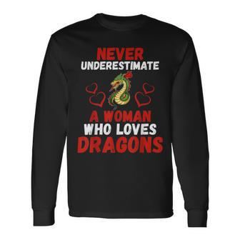 Never Underestimate Love Dragons Graphic Long Sleeve T-Shirt - Seseable