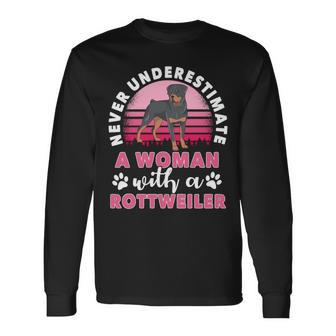 Never Underestimate A Man With A Rottweiler Long Sleeve T-Shirt - Seseable