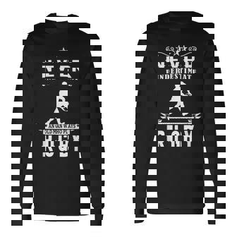 Never Underestimate An Old Man Who Plays Rugby Player Rugby Old Man Long Sleeve T-Shirt T-Shirt | Mazezy
