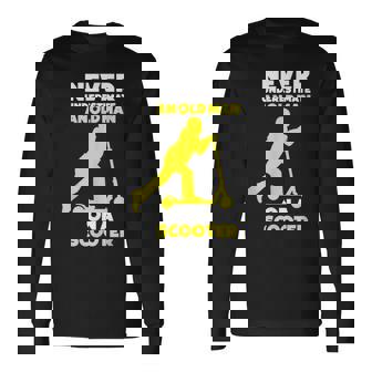 Never Underestimate Old Man Scooter E-Scooter Electric Long Sleeve T-Shirt | Mazezy