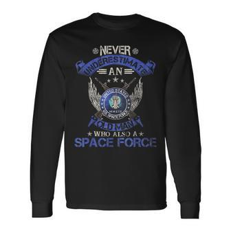 Never Underestimate An Old Man Us Space Force Veteran Veteran Long Sleeve T-Shirt T-Shirt | Mazezy AU