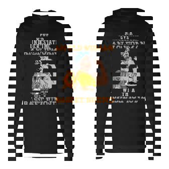 Never Underestimate An Old Woman With Basset Hound Old Woman Long Sleeve T-Shirt T-Shirt | Mazezy