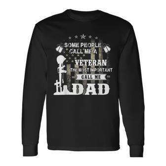 Never Underestimate The Power Of Veteran Dad Long Sleeve T-Shirt - Seseable