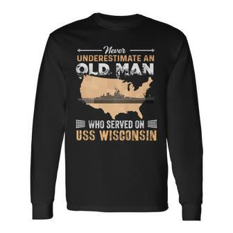 Never Underestimate Uss Wisconsin Bb64 Battleship Long Sleeve T-Shirt - Seseable