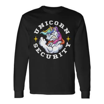 Unicorn Security Manly Muscular Unicorn Lovers Long Sleeve T-Shirt | Mazezy