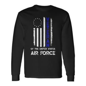 Us Air Force Veteran Day Vintage American Betsy Ross Flag Long Sleeve T-Shirt T-Shirt | Mazezy