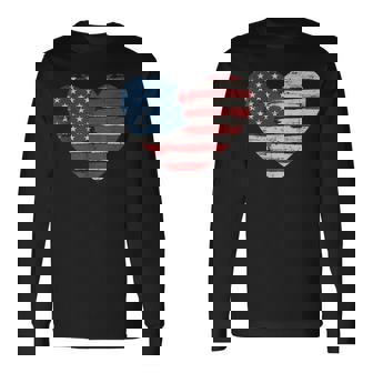 Us American Flag Heart For Independence Day On 4Th Of July Long Sleeve T-Shirt T-Shirt | Mazezy
