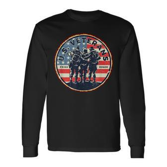 Us Army Veterans Pride Honor Military Us Flag Vintage Long Sleeve T-Shirt | Mazezy