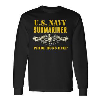 Us Navy Submariner Pride Runs Deep Sub Veteran Long Sleeve T-Shirt | Mazezy