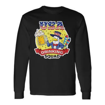 Usa Drinking Squad 4Th Of July Independence Day Long Sleeve T-Shirt - Monsterry