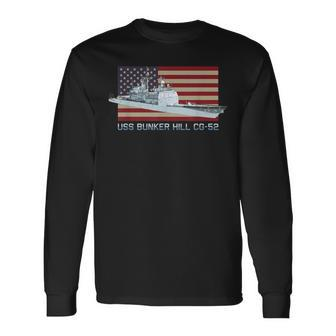 Uss Bunker Hill Cg-52 Ship Diagram American Flag Long Sleeve T-Shirt | Mazezy