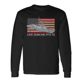 Uss Duncan Ffg-10 Ship Diagram American Flag Long Sleeve T-Shirt | Mazezy