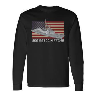 Uss Estocin Ffg-15 Ship Diagram American Flag Long Sleeve T-Shirt | Mazezy