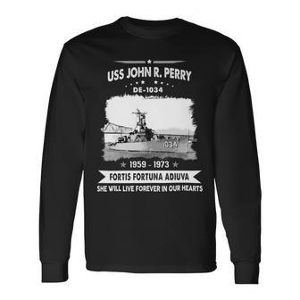 Uss John R Perry De 1034 Long Sleeve T-Shirt - Monsterry