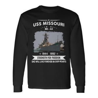 Uss Missouri Bb 63 Front Long Sleeve T-Shirt - Monsterry