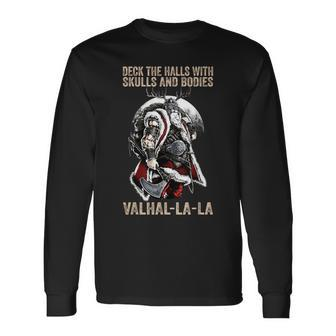 Valhalla-La Deck The Halls With Skulls And Bodies Vintage Long Sleeve T-Shirt - Thegiftio UK