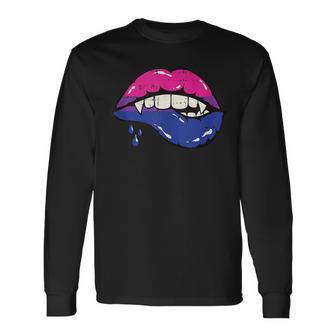 Vampire Lips Bi-Sexual Pride Sexy Blood Fangs Lgbt-Q Ally Long Sleeve T-Shirt T-Shirt | Mazezy