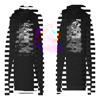 Vaporwave Aesthetic White Throated Sparrow Long Sleeve T-Shirt | Mazezy