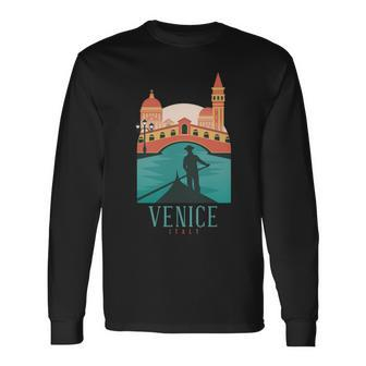 Venice Rialto Bridge Italy Vintage Italian Souvenir Long Sleeve T-Shirt | Mazezy