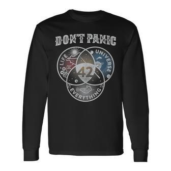 Venn Diagram Dont Panic Life The Universe And Everything 42 Long Sleeve T-Shirt | Mazezy