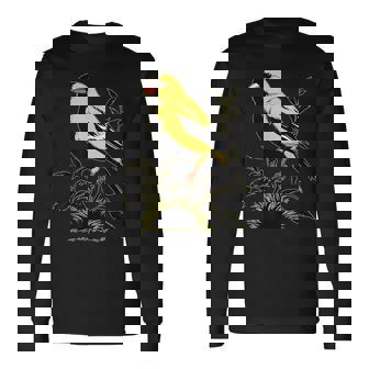 Ventage American Goldfinch Graphic Cute American Goldfinch Long Sleeve T-Shirt | Mazezy