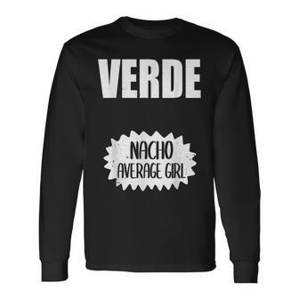 Verde Sauce Packet Tacos Condiment Group Halloween Costumes Long Sleeve T-Shirt - Seseable