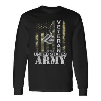 Veteran Of The United States Army American Flag Camo Long Sleeve T-Shirt T-Shirt | Mazezy