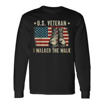 Veteran Of United States Us Army American Flag Vintage Long Sleeve T-Shirt T-Shirt | Mazezy