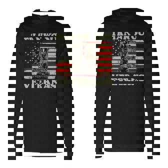 Veteran Vets Thank You Veterans American Flag Combat Boots Veteran Day Veterans Long Sleeve T-Shirt - Monsterry
