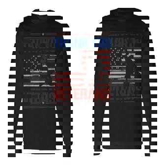 Veteran Vets Thank You Veterans Service Patriot Veteran Day American Flag 3 Veterans Long Sleeve T-Shirt - Monsterry