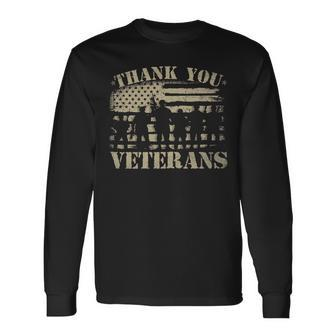 Veteran Vets Thank You Veterans Shirts Veteran Day Boots Dogtag Usa Flag 348 Veterans Long Sleeve T-Shirt - Monsterry
