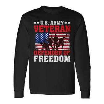 Veteran Vets Us Flag Army Veteran Defender Of Freedom 4Th Of July Veterans Long Sleeve T-Shirt - Monsterry AU