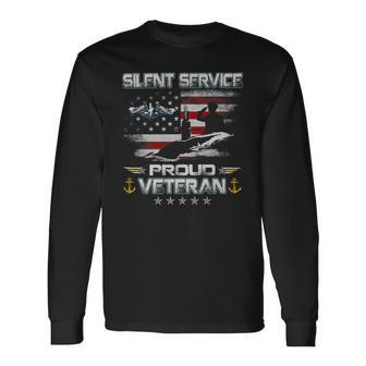 Veteran Vets US Submarine Silent Proud Service Veteran Flag Veterans Day Veterans Long Sleeve T-Shirt - Monsterry
