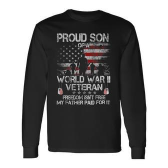 Veteran Vets Ww 2 Military Shirt Proud Son Of A Wwii Veterans Long Sleeve T-Shirt - Monsterry